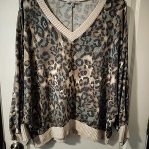 Leopard Print V-Neck Sweater